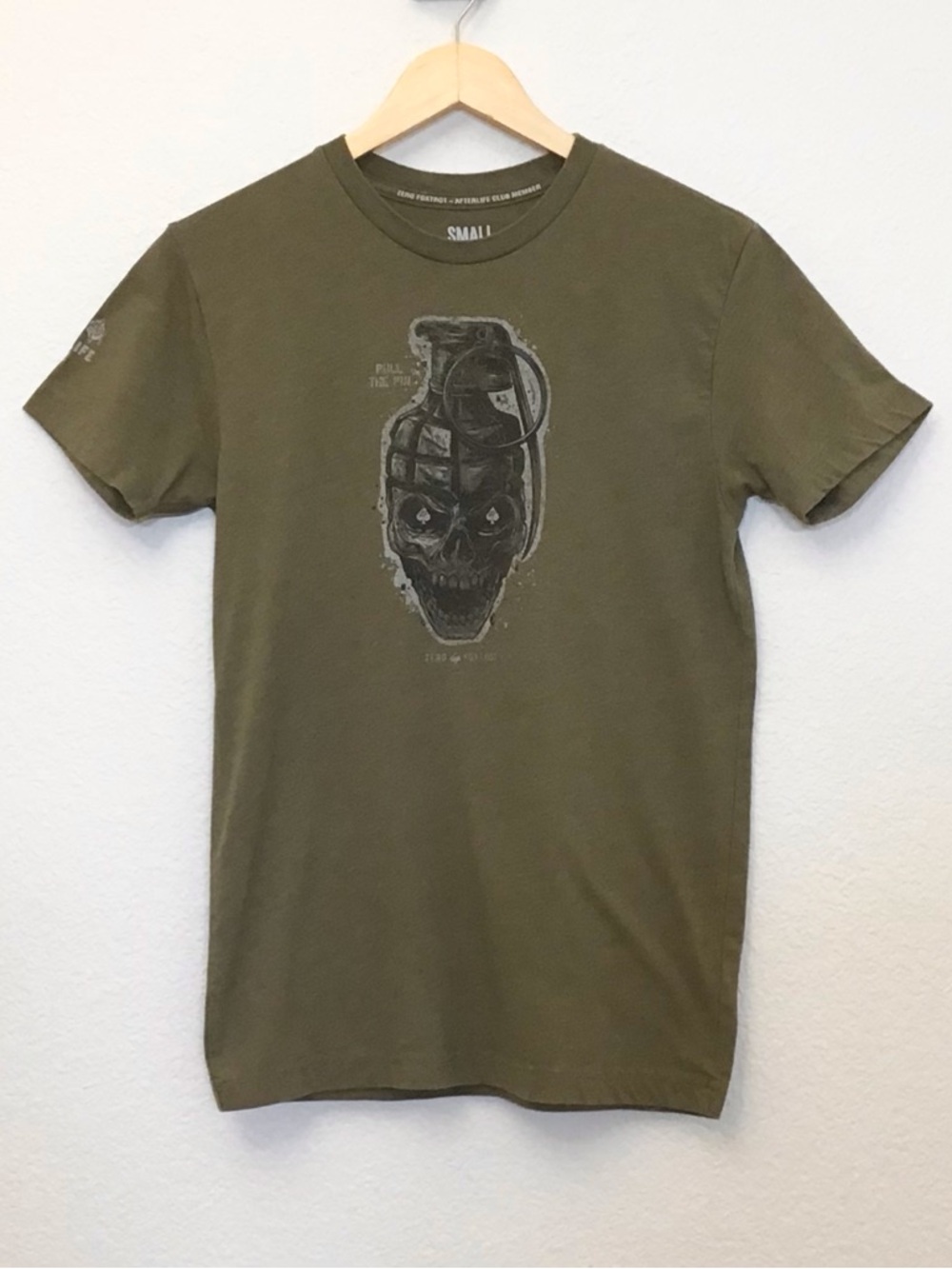 Zero Foxtrot Small T Shirt Skull Grenade Men’s / Unisex Olive Green Tee